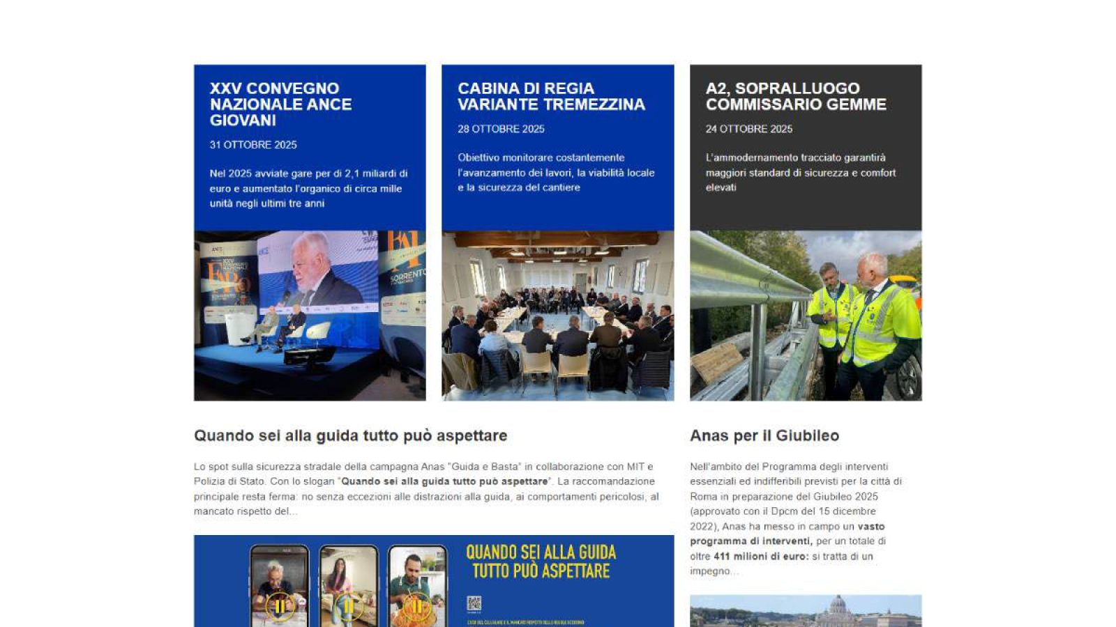 ANAS, ON LINE IL NUOVO SITO: PROSEGUE L’EVOLUZIONE DIGITALE DELL’AZIENDA