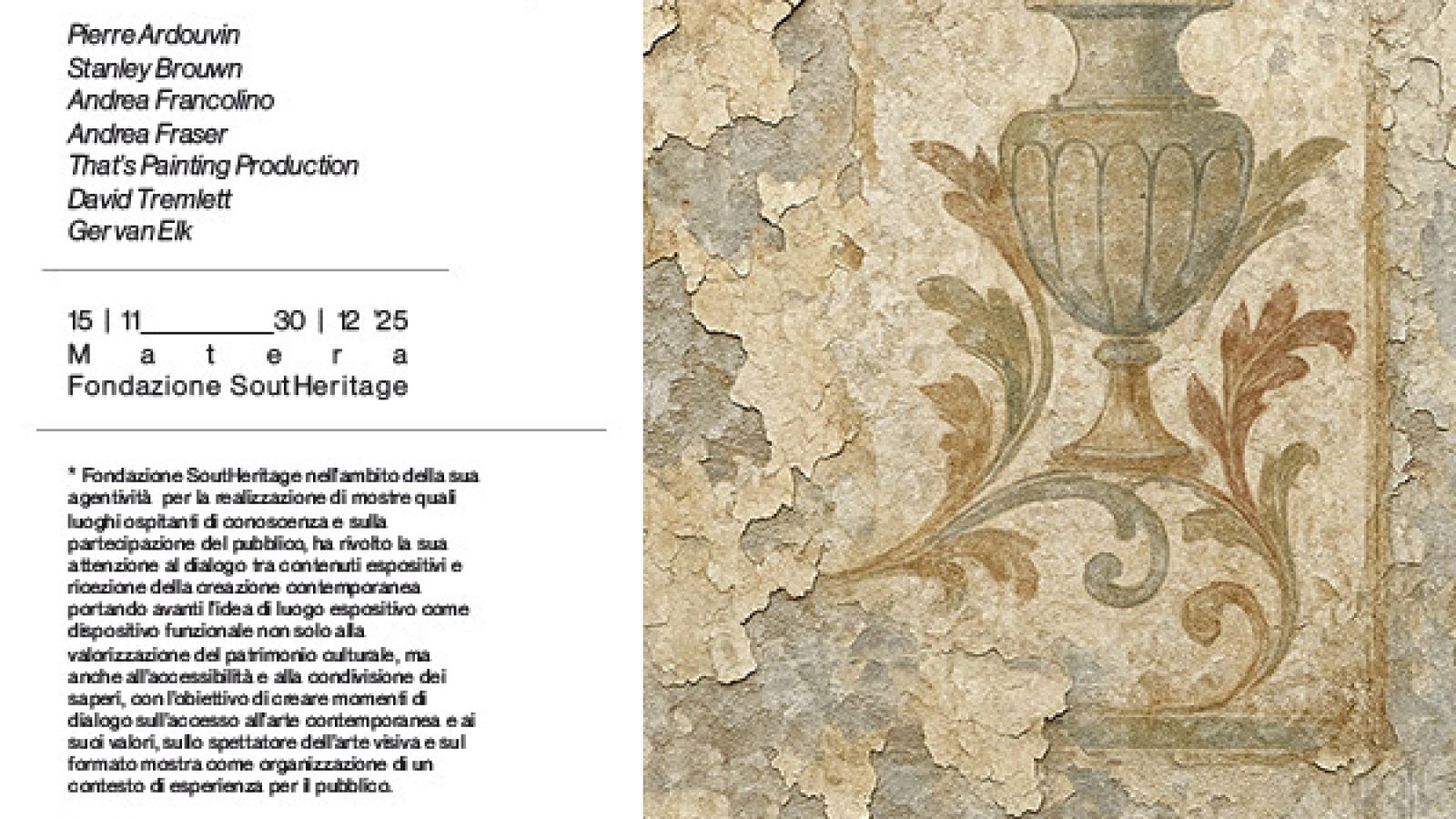 FONDAZIONE SOUTH HERITAGE PRESENTA LA MOSTRA COLLETTIVA “SUPERFICI CON”