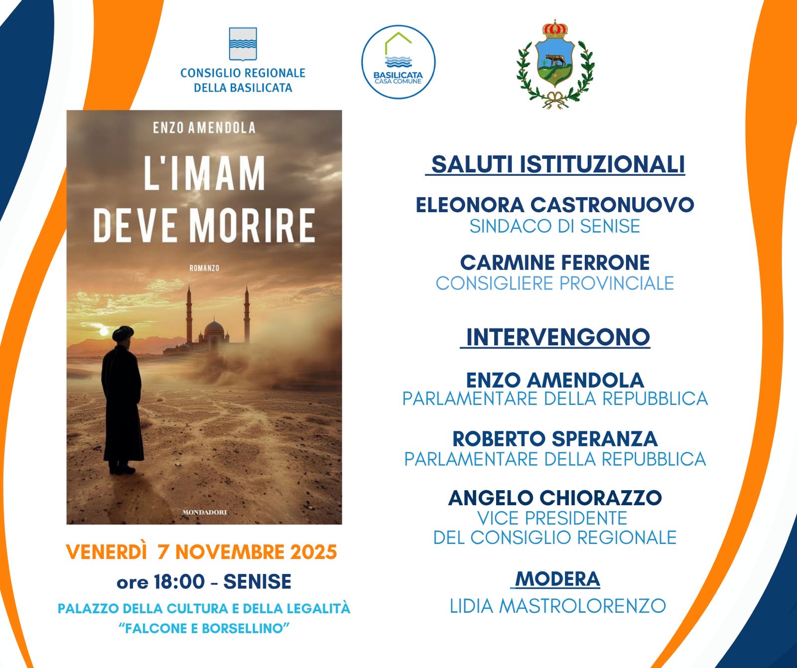 A SENISE IL ROMANZO DI AMENDOLA “L’IMAM DEVE MORIRE “